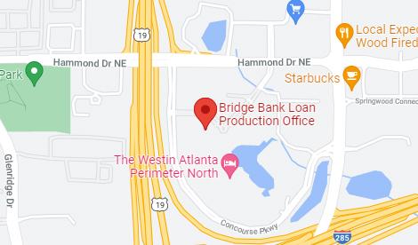Map of Bridge Bank's Atlanta Loan Production Office