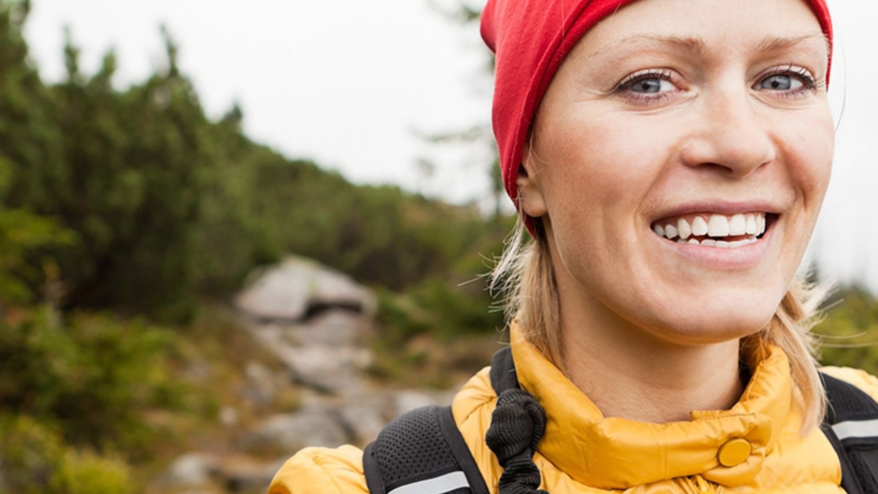 Woman hiking closeup