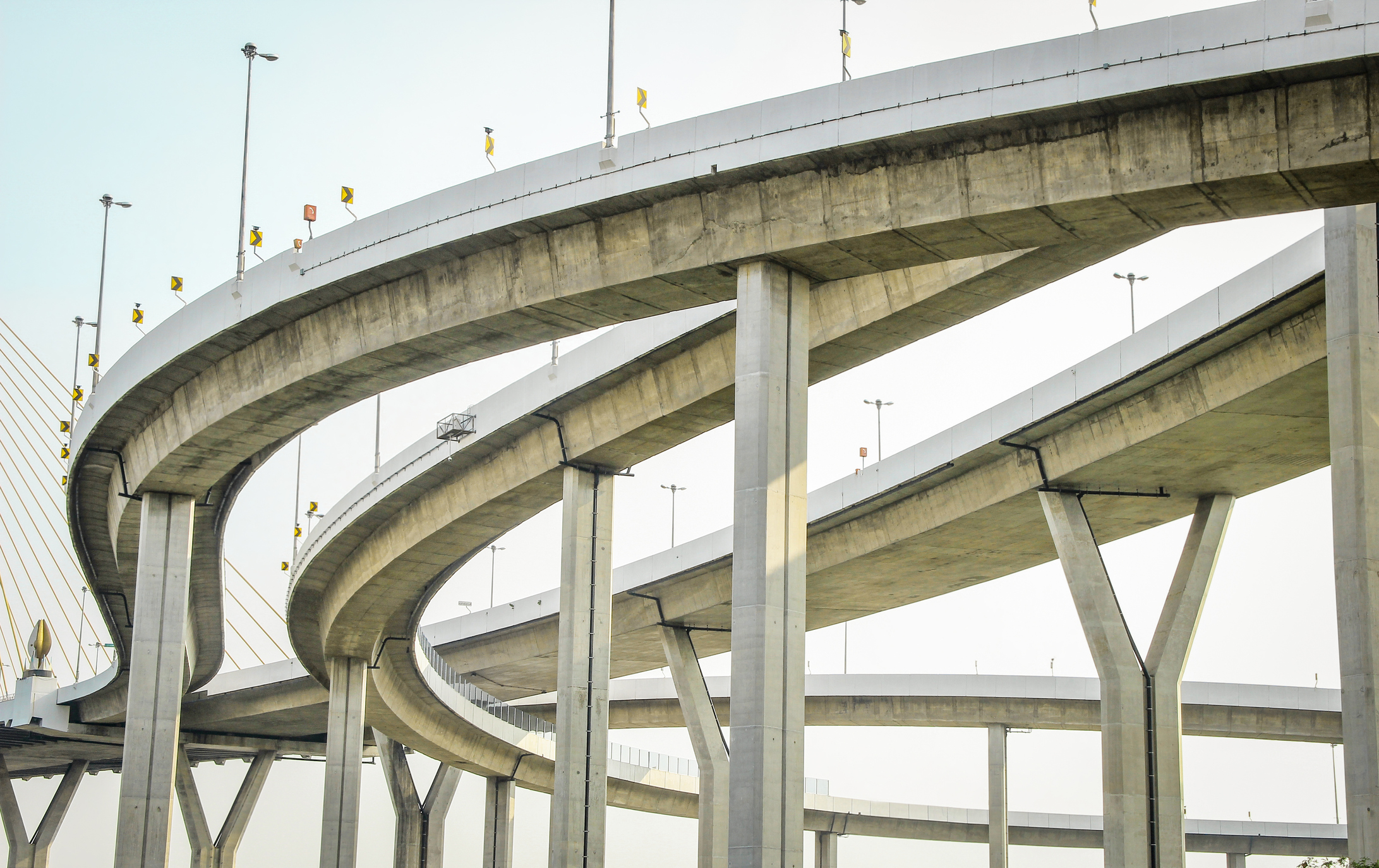 Photo of highway bridge from below