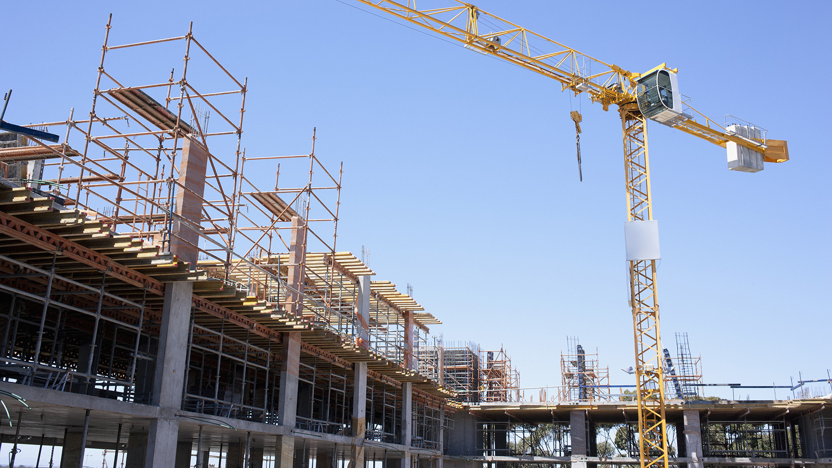 Construction site with a large crane
