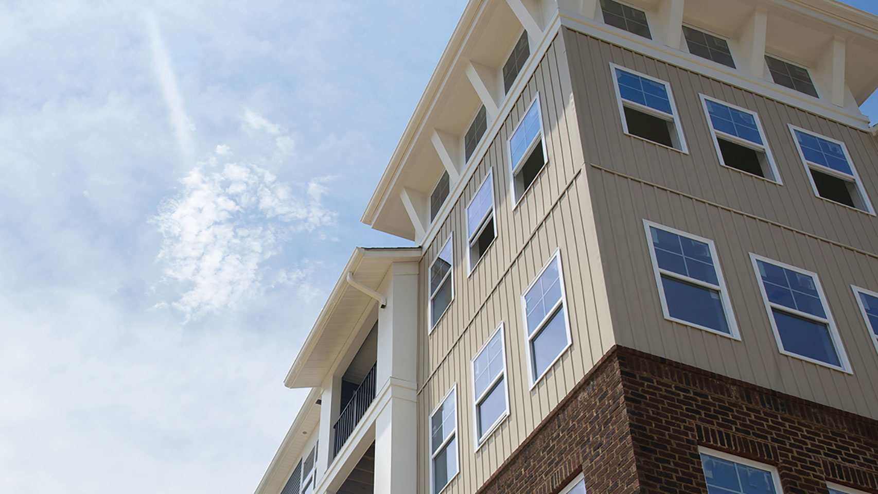 View of an apartment complex from the ground