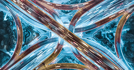 Photo illustration of a highway interchange