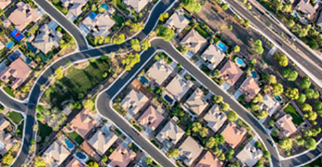 Overhead view of a neighborhood