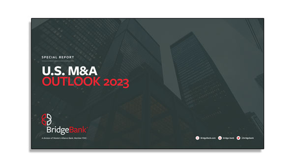 The cover sheet of Bridge Bank's 2023 M&A Outlook Report