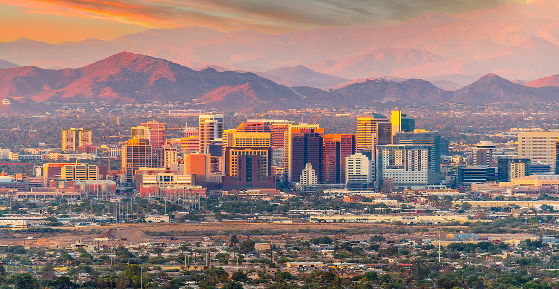 Downtown Phoenix, Arizona at sunset