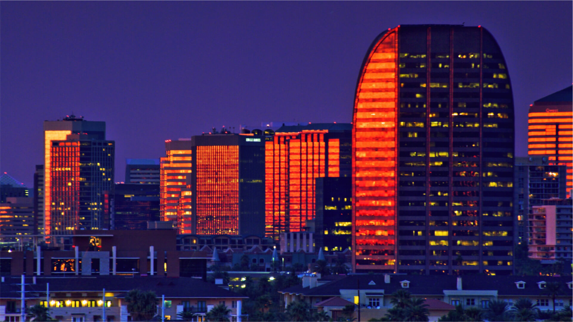 Photo of midtown Phoenix at sunset