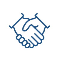 An icon of two hands shaking