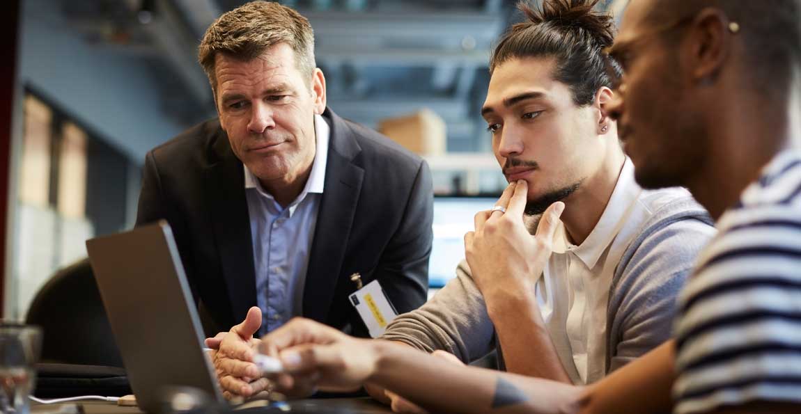 Startup company founders researching venture capital