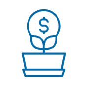an icon of a pot and a plant growing money
