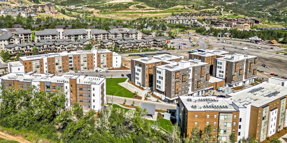 An aerial view of a large residential development in Park City, Utah