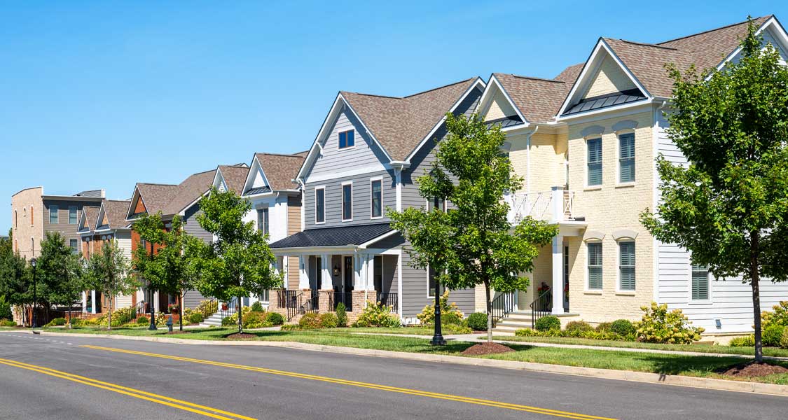 A bright and sunny suburban residential street