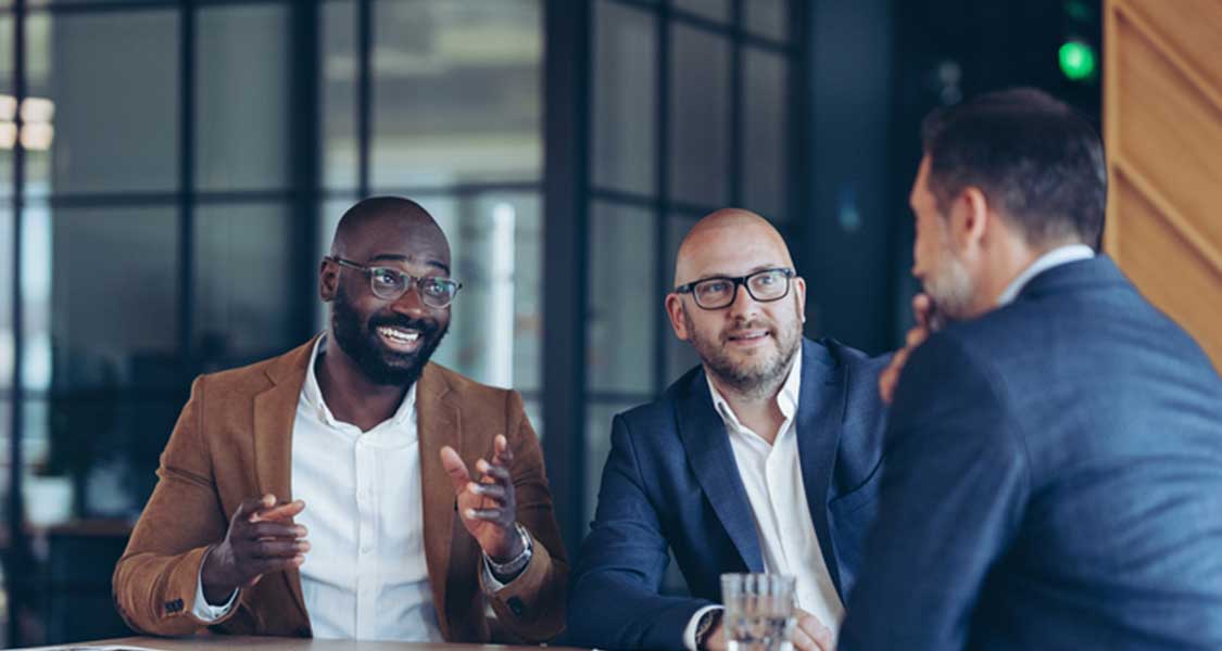 Business men talking