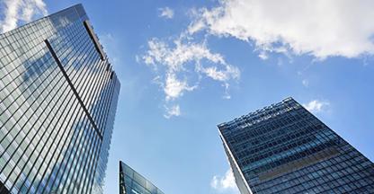 view of skyscrapers from the street