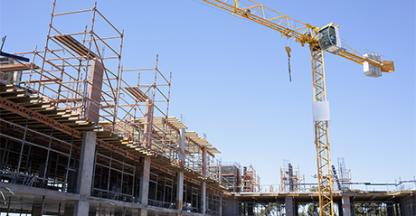 Construction site with a large crane