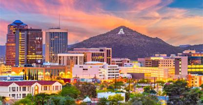 Twilight view of the Tucson skyline