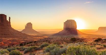 View of Monument Valley at sunset