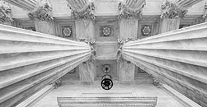 View of the marble ceiling of a courthouse