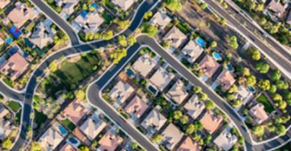 Aerial view of housing subdivision