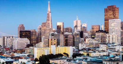 The city buildings of San Francisco on a sunny day