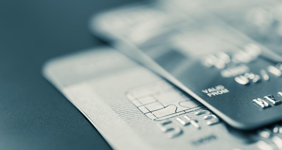 closeup view of two stacked credit cards