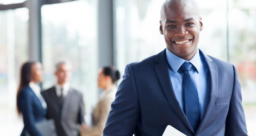 Businessman smiling at the camera