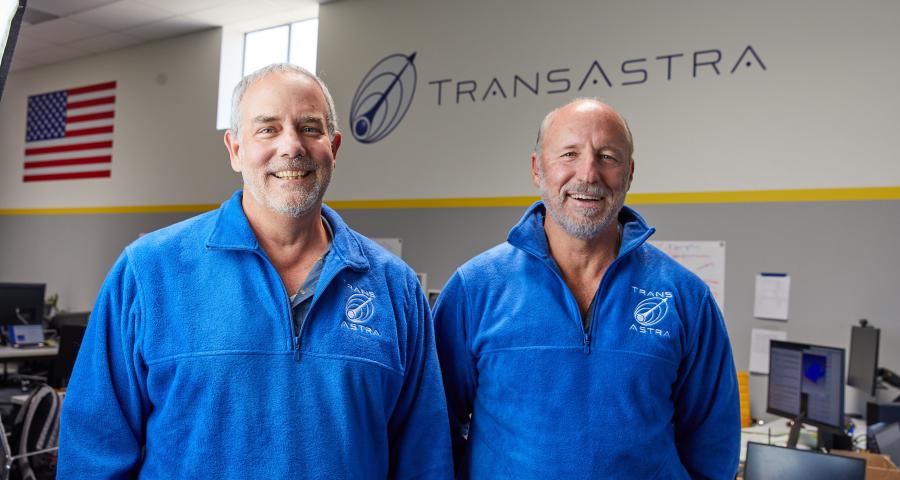Joel Sercel, founder and CEO of TransAstra standing in their office.