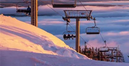 Ski lift at sunset