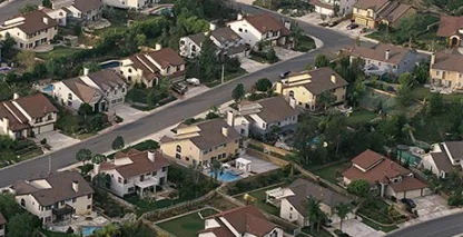 Overhead view of a neighborhood
