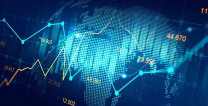 An abstract of geographical map shapes and table data