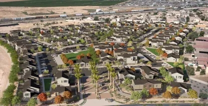 An aerial view of a modern residential development in Maricopa, Arizona