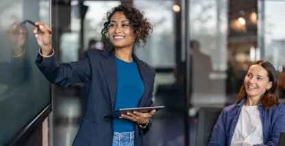 Two young professionals working at an early-stage startup company