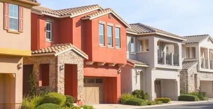 A bright and colorful residential neighborhood