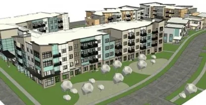 A rendering of the Marble Manor affordable housing development