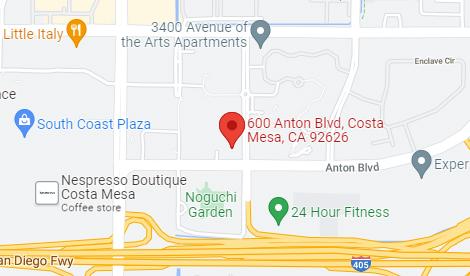 Map of Bridge Bank's Costa Mesa Loan Production Office