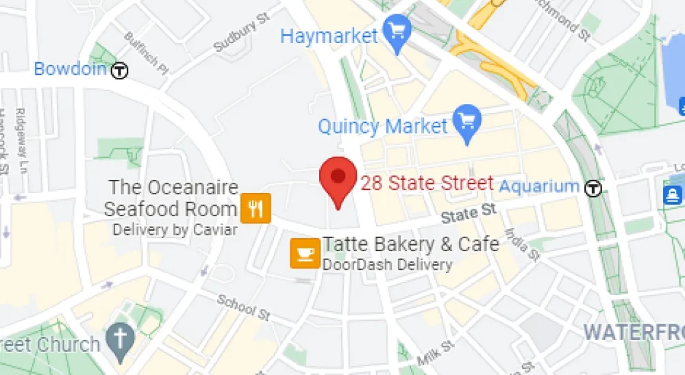 Map of Bridge Bank's Boston Loan Production Office
