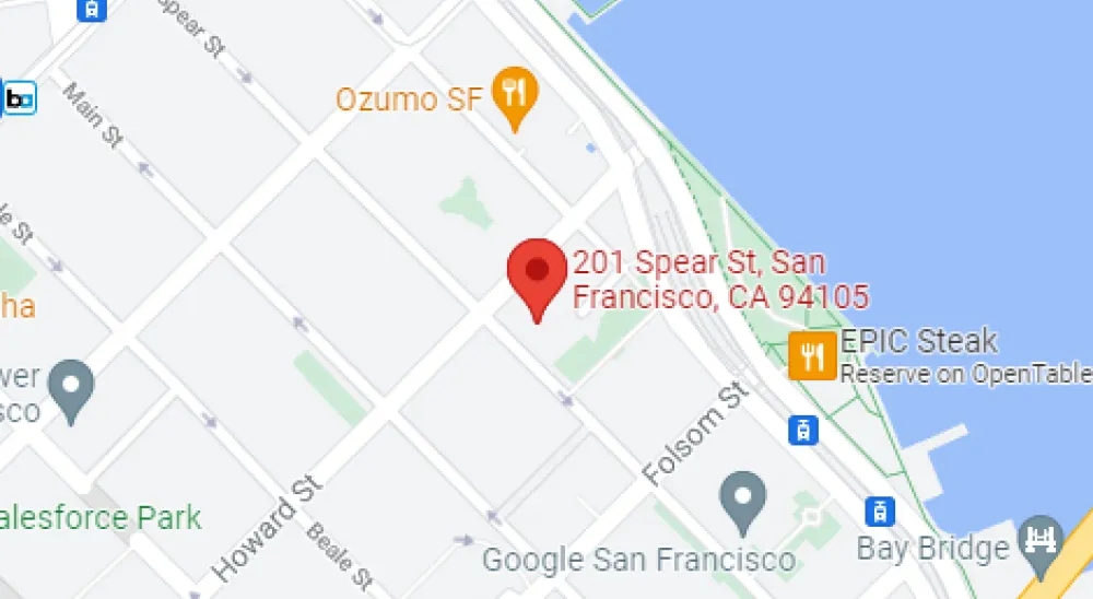 Map of Bridge Bank's San Francisco Spear St Loan Production Office