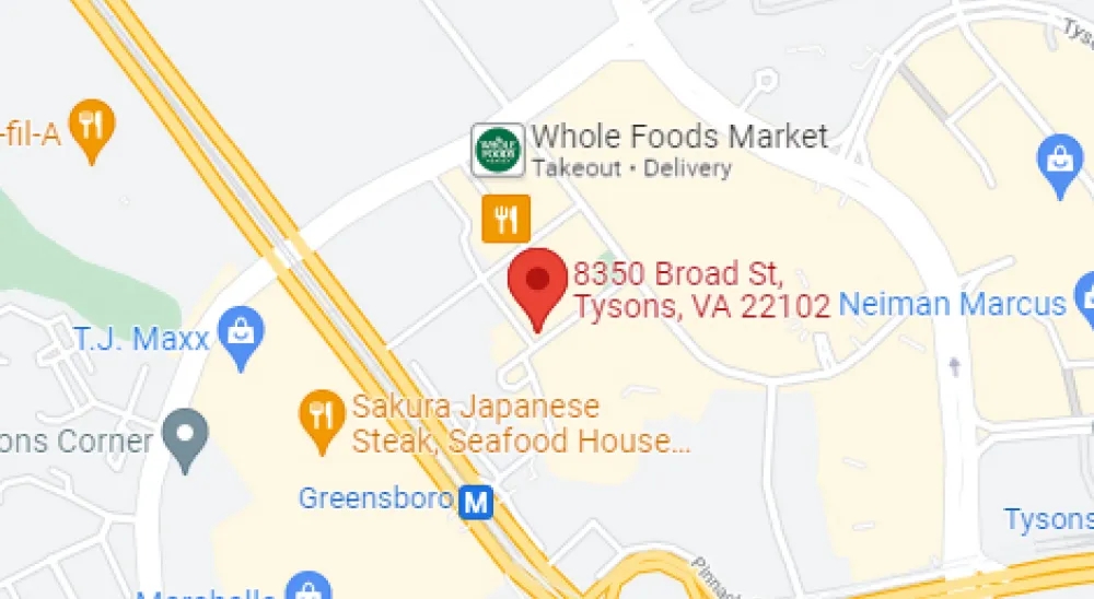 Map of Bridge Bank's Washington D. C. Loan Production Office