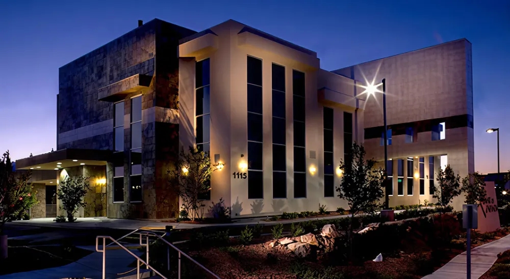 View of the Hualapai branch from the parking lot at night
