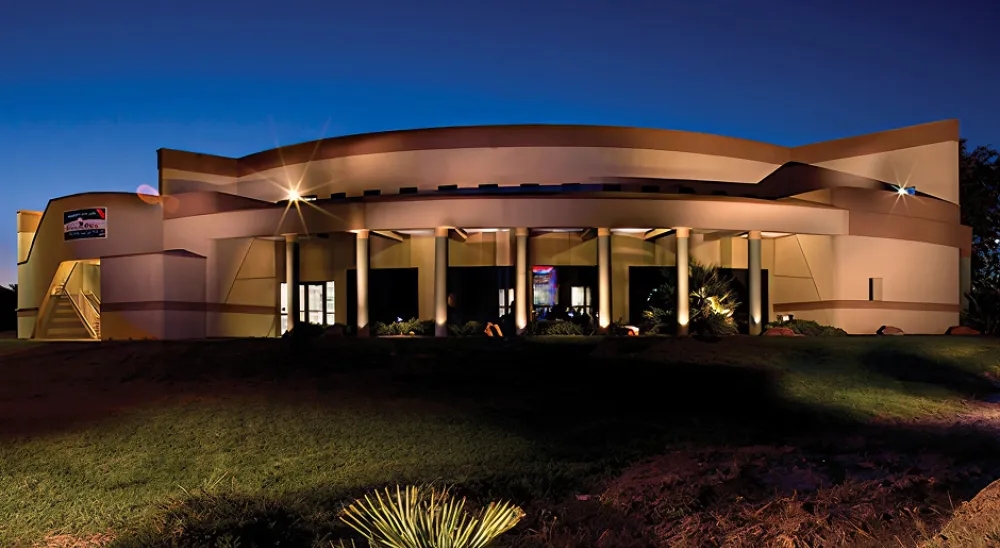 View of the Mesquite branch from the parking lot at night