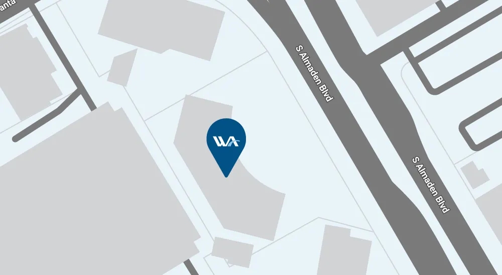 Map illustration showing the San Jose branch off of Almaden Blvd.