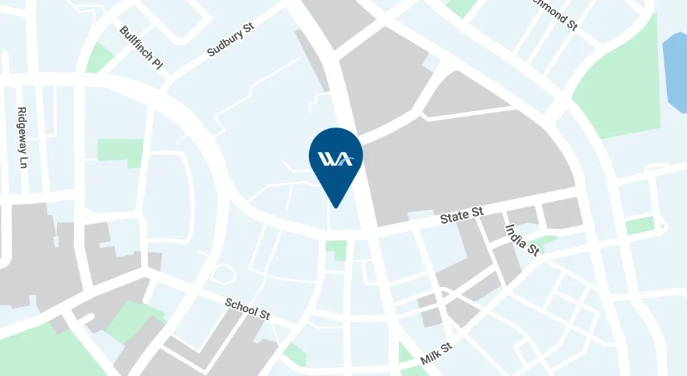 Map illustration showing the Boston branch off of State Street.