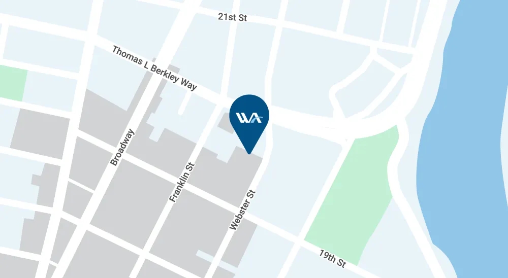 Map illustration showing the Oakland branch off of Webster Street.