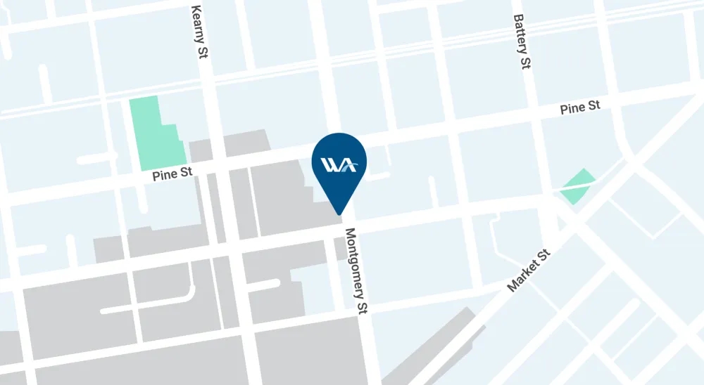 Map illustration showing the San Francisco branch off of Montgomery Street.