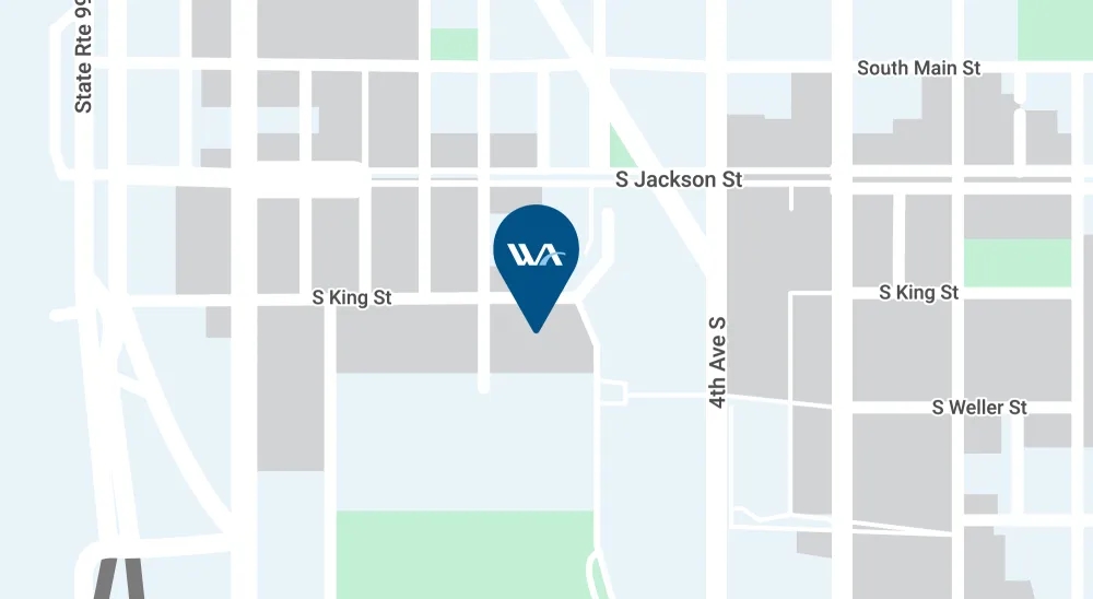 Map illustration showing the Seattle branch off of South King Street.