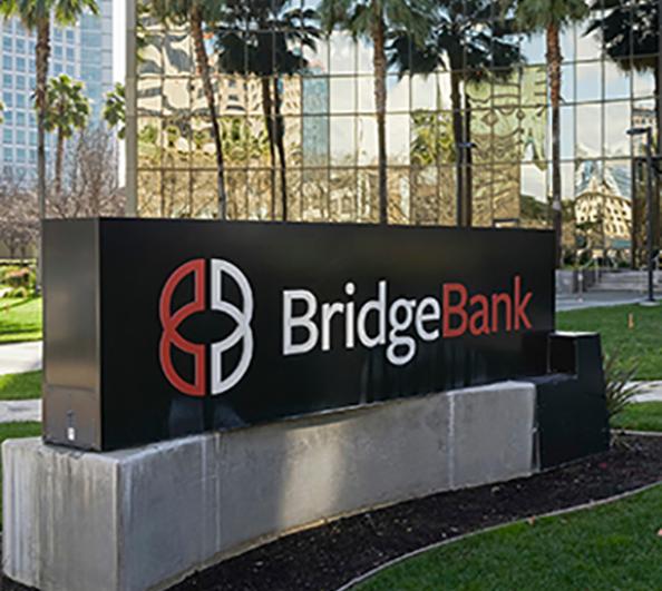 Monument sign at Bridge Bank office