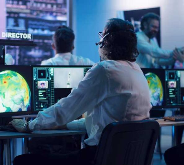 A flight director in an air defense control room