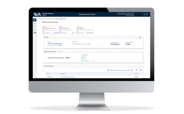 The Western Alliance Bank business escrow document inventory dashboard