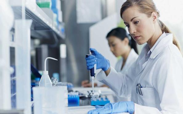 A lab technician testing medical samples