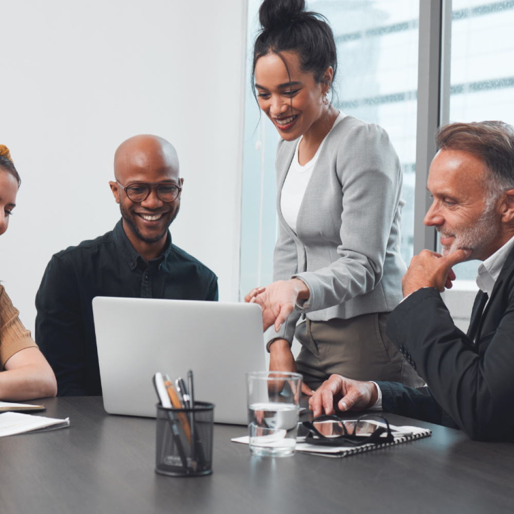 A tech company discussing strategy with their banker