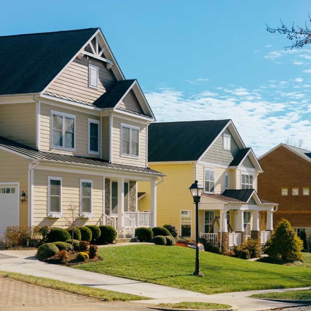 A bright, modern residential street